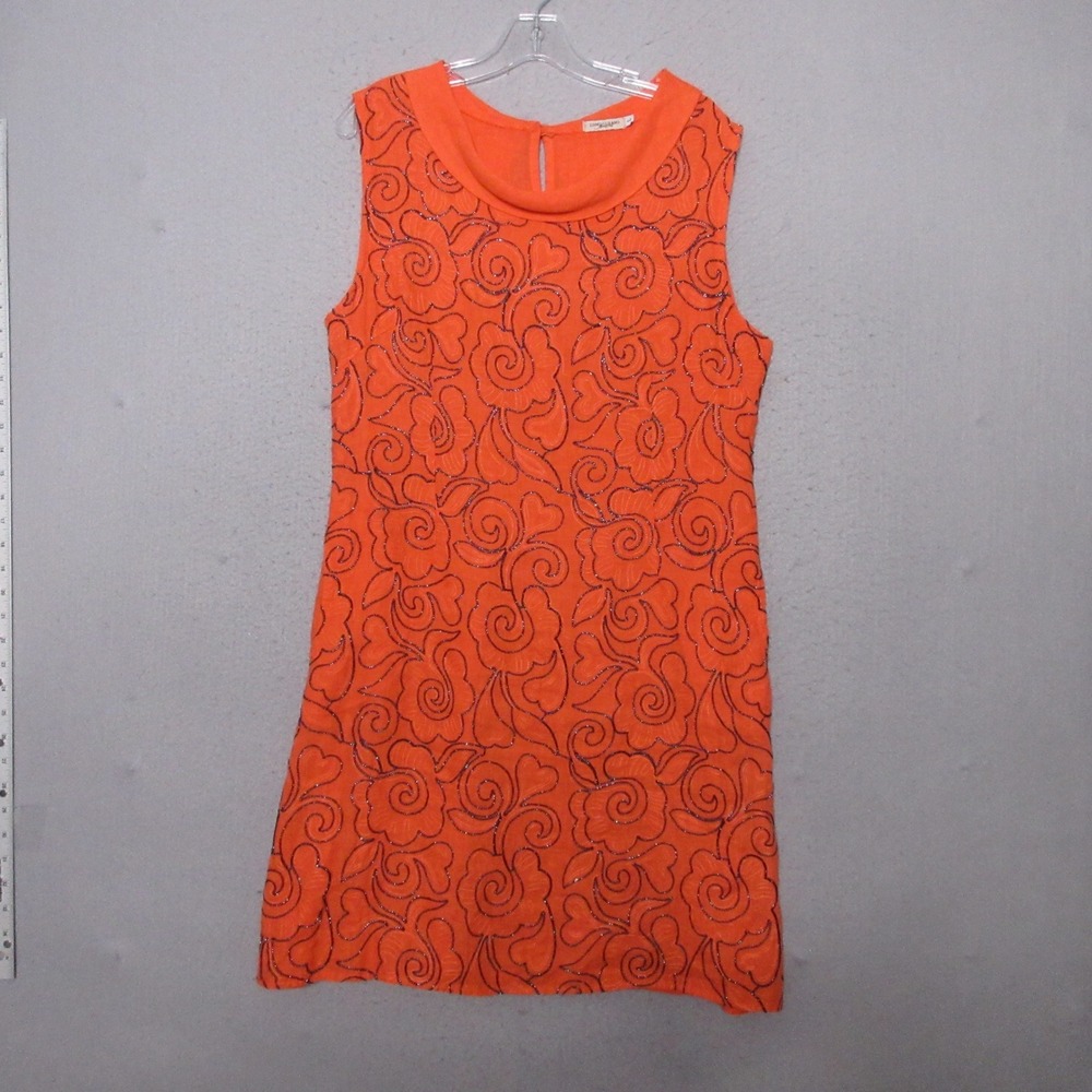 Lungo L'Arno Dress‎ Orange Linen Floral Embroidered Italy Resort Mediterrannean